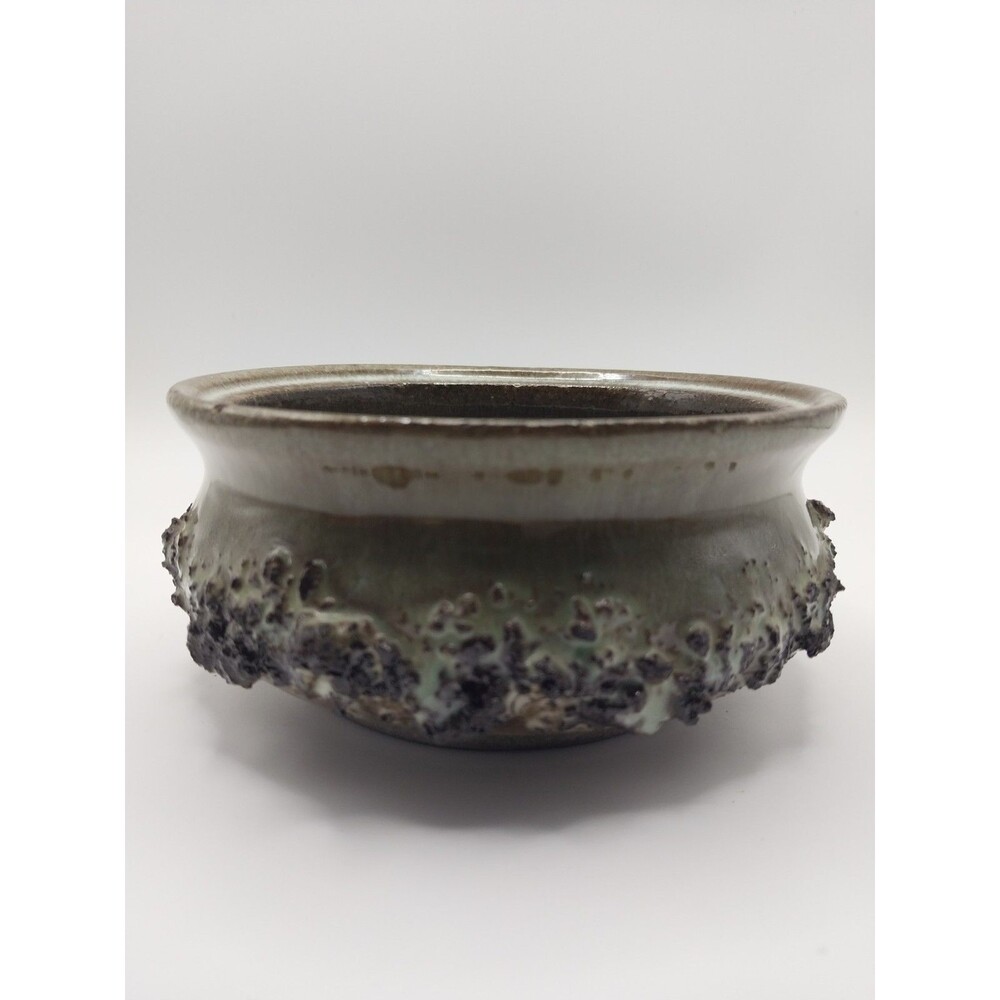 Vintage Glit Iceland Lava Ceramic Bowl Planter • Mid-Century Brutalist Volcanic
